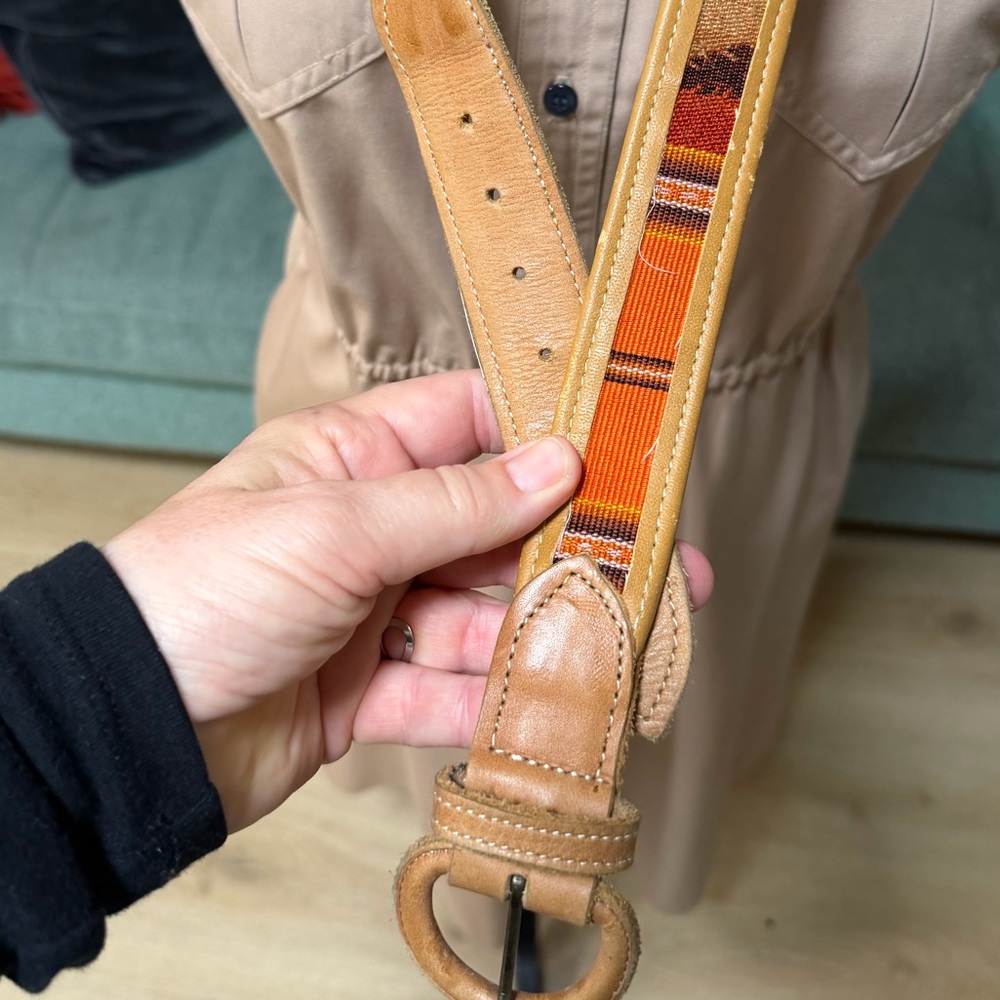 Leather Aztec woven belt size 38”